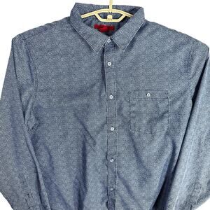 Montage Button Up Shirt Men XXL Blue All Over Print Long Sleeve 90s Style Retro